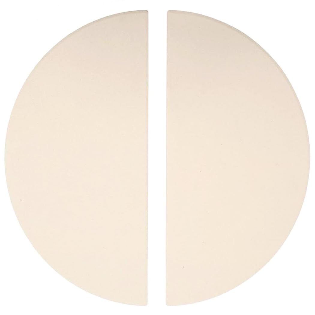 Cmanzhi S0Z198 (2-Pack) 19.8 Inch Half-Moon Ceramic Heat Deflector Plates for Kamado Joe Big Joe I, II & III