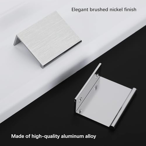 Image of Rergy 24 Pack 1-5 /16 inch Cabinet Pulls Champagne Bronze Finger Pulls | Aluminum Alloy Champagne Gold Edge Pulls Modern Cabinet Handles for Kitchen, Cupboard, Drawers, Dressers, Screws Included