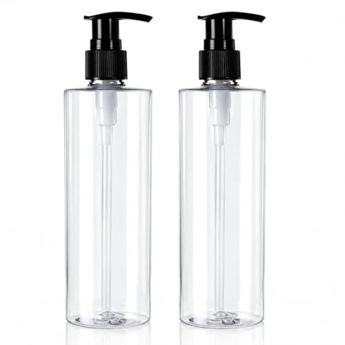 Image of LUMONY Pack of 2 - Dispenser Bottle 500 ML Transparent Clear Empty Dispenser Bottles Liquid Dispenser Set for Face, Hair, Garden, Sanitizer and More (Pack of 2)