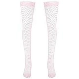 JanJean Herren Sommer Durchsichtige Netzstrumpfhose Oberschenkel Hoch Netzstrümpfe Feinstrumpfhosen Aushöhlen Mesh Halterlose Strümpfe Rosa Einheitsgröße