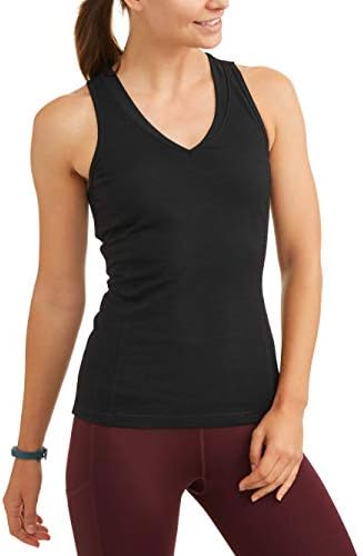 Athletic Works Women's Dri More Core Shelf-Bra Racerback Tank Top, Black, Large