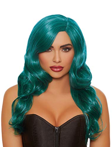 Dreamgirl Women's Long Wavy Teal Wig Adult Costume, teal, One Size image 3