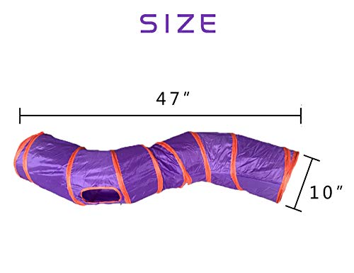 Image of iCAGY Cat Tunnel for Indoor Cats Interactive, Rabbit Tunnel Toys, Pet Toys Play Tunnels for Cats Kittens Rabbits Puppies Crinkle Pop Up 47 inch Shape S