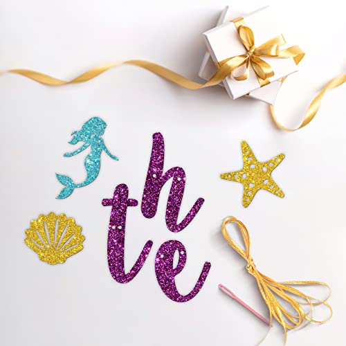 Halawawa Purple Glitter Under The Sea Banner, Ocean Theme Birthday/Baby Shower Party Decor Banner, Kids Boys Girls Birthday Party Decoration, Mermaid Theme 1St 2Nd 3Rd 4Th 5Th Birthday Party Supplies #TOP2