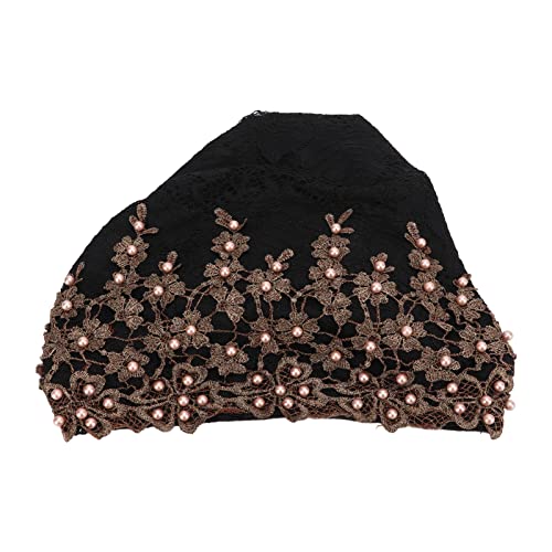 Aqur2020 Turban Head Wraps, Vintage Embroidered Muslim Turban Hat Soft Lace and Beaded Fleece Hair Hat for Women (Black)