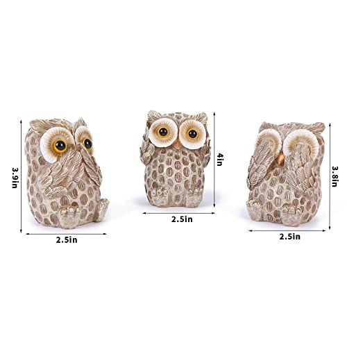 Friygardcn Set Of 3 Owl Statues Home Décor, Cute Owl Figurines For Shelf, Living Room Bedroom Office Desktop, Bookshelf, Animal Sculptures Gifts,Small Decor Accents Items For Birds Lovers… #TOP2