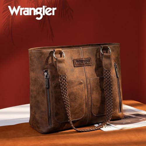 Wrangler Distressed Tote Bag for Women Western Purse Multi Pockets Handbags and Shoulder Bag2