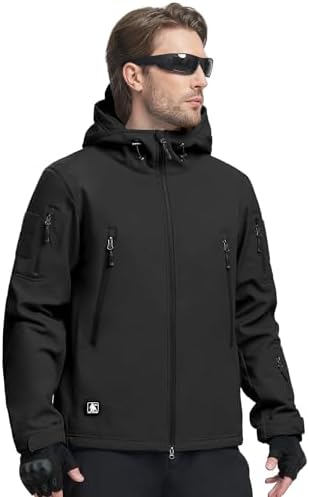 FREE SOLDIER Men's Outdoor Waterproof Soft Shell Hooded Military ...