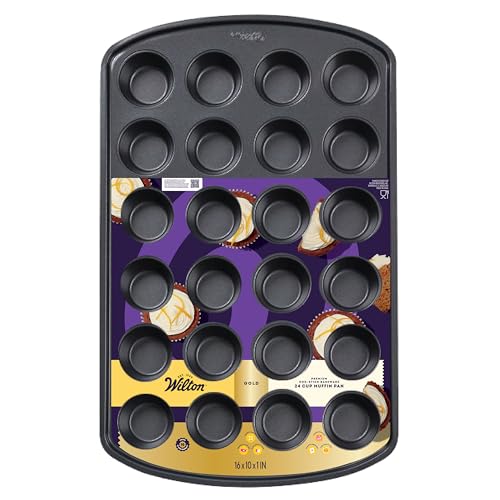Wilton Gold Premium Non-Stick Bakeware 24 cup Muffin Pan, 16x10x1 in