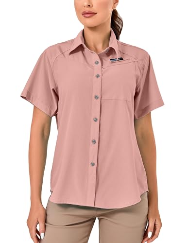 Little Donkey Andy Women's UPF 50 UV Protection Shirt, Breathable Short Sleeve Fishing Hiking Shirts, Quick Dry (Coral Almond S)