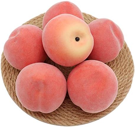 Mefier Home 6pcs Artificial Peaches Fake Peaches Artificial Fruits Vivid Peaches for Home Fruit Shop Supermarket Desk Office Restaurant Decorations Or Props