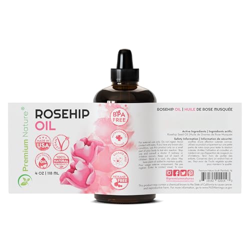 Premium Nature Rosehip Seed Oil 4 Fl Oz – Pure Cold Pressed Unrefined, Moistu...