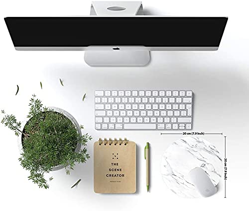 White Marble Mouse Pad, Marble Round Mouse Pad, Waterproof Circular Small Mouse Pads With Designs, Non-Slip Rubber Mousepads For Office Home Laptop, 7.9"X0.12" Inch #TOP5