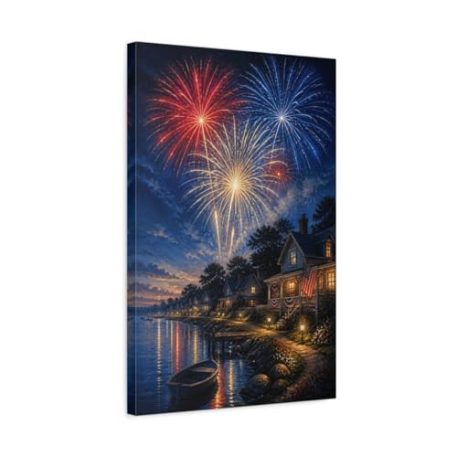 Cadre feu d'artifice vintage tricolore avec toile canvas premium 40x60cm