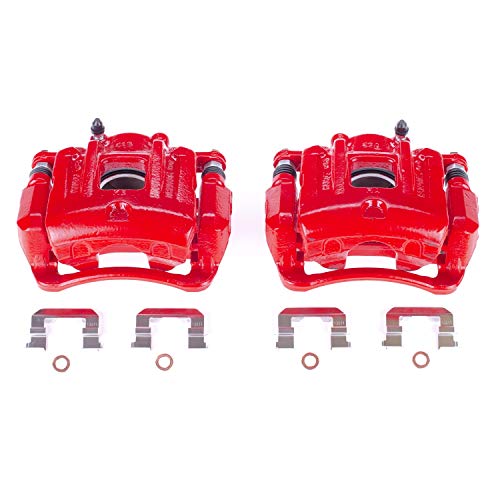 PowerStop Front Red Powder Coated Brake Caliper Pair for Hyundai Santa Fe Sport 2013-16 | Kia Sorento 2014-20 - High-Temp Brake Caliper Upgrade, S6462S