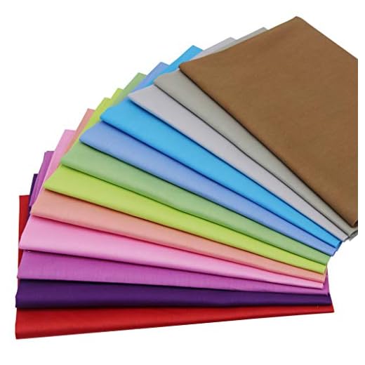 Jukway 12 Stück Einfarbige Baumwollstoff Set 45x50 cm Quadrate Patchwork Stoffpakete, Twill Stoff aus 100% Baumwolle, Stoffe zum Nähen Quilten DIY Dekoration Handarbeit (Mehrfarbig)