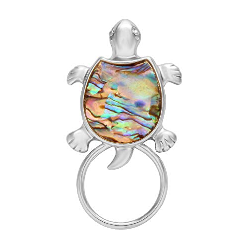 Image of Gold Sea Turtle Natural Abalone Shell Clip Eyeglass Holder Brooch Jewelry
