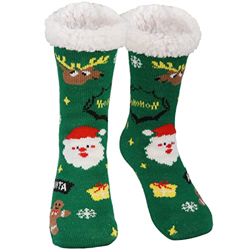 Niofind Chausson Chaussette Femme Homme, Chaussettes Pantoufles Antidérapantes Thermiques, Hiver Chaussette Chaude Polaire, Grosses Chaussettes Pilou Pilou de Noel, Cadeau de Noël