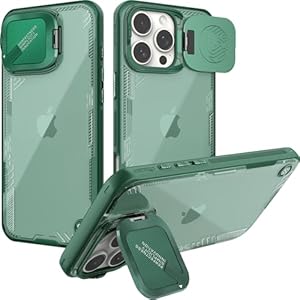 Nillkin Phone Case for iPhone 16 Pro Max, Eco-Friendly,Made from Plants, iPhone 16 Pro Max Case with Camera Protection & Stand- Biodegradable and Soft TPU, Green Forest