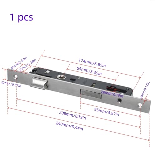 Risbay 1PCS Silver Aluminum Alloy 2 Point Bolt Mortise Lock Replacement by Risbay - Used condition - Image 2