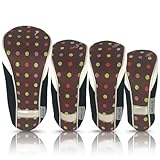 Womens Designer Golf Club Covers 4 Pack - Taboo Fashions Numbered Head Covers for Driver Woods & Hybrid - Weather/Moisture Resistant Protection (Cocoa Eye Candy)