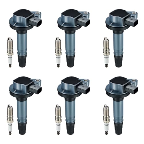 Image of BDFHYK Ignition Coil Pack UF553 and Iridium Spark Plug SP589 Compatible with Ford F150 2015-2017 Ford Edge Flex Explorer 2011-2016 Lincoln MKS MKT MKX MKZ Ford Oem Coil Pack 3.5L Set of 6