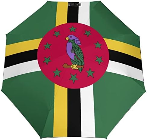 TAIZIYEAH Womens Travel Umbrella Compact Light Automatic Dominica Flag Strong and Portable Wind Resistant Small Folding Backpack Umbrella for Rain Kids One Size