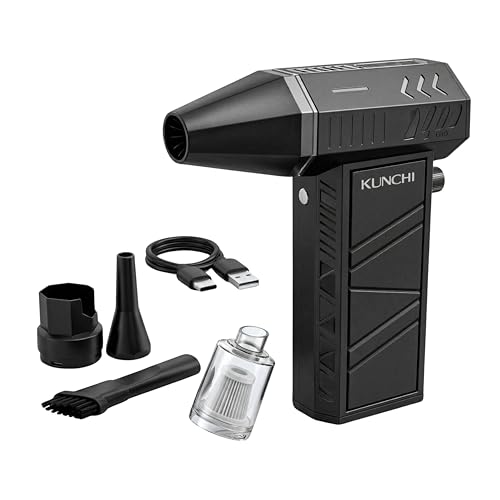 Image of KUNCHI 2-in-1 Cordless Portable Vacuum Cleaner & Air Blower | 8000mAh Rechargeable Battery | 150000 RPM Voilent Fan | High-Speed BLDC Motor | USB Type-C Charging|Car, Laptop, Sofa & Home Cleaning (X6)