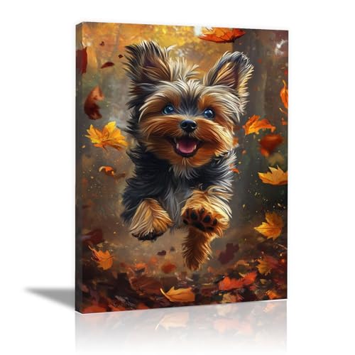 Tableau sur toile chien d'automne déco murale idéale chambre enfant et salon