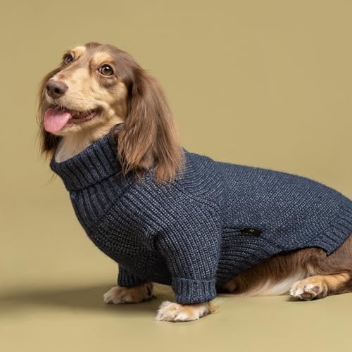 Image of Fitwarm Turtleneck Knit Dog Sweater, Thermal Dog Winter Clothes for Small Dogs Boy Girl, Cozy Sweaters for Dogs, Doggy Pullover Jumper, Pet Outfit, Heather Navy Blue, XL