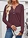 WYNNQUE Womens Long Sleeve Shirts Business Casual Outfits Dressy Tops Blouses Henley V Neck Fall Clothes WineRed L