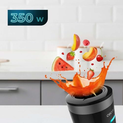 Miniatura 3 de Cecotec Batidora Vaso Portátil Individual Power Titanium 300. 350w, Pica Hielo, Cuchillas De 4 Hojas Recubrimiento De Titanio Negro, Piezas Aptas Para Lavavajillas, Solo Con Un Toque, 600ml