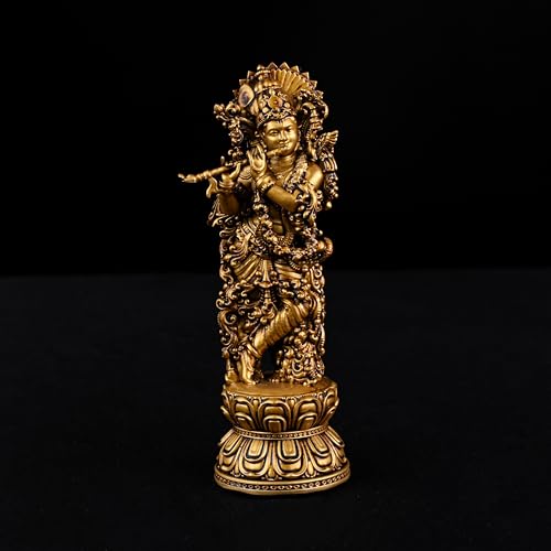 Image of Artarium Handcrafted Standing Krishna Ji Lord Krishan Idol Resin Made Laddu Gopal Murti Kanha Ji Murti for Car Dashboard Home Decor Decorative Showpiece Pooja Room Temple (Antique Krishna 4 Inch)
