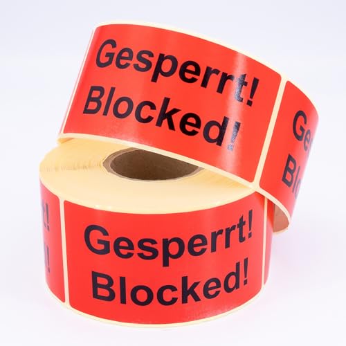 MD Labels Warnetiketten auf rolle 100x50mm 500 Stück Gesperrt! Blocked! Versandaufkleber - Versandhinweis Haftetiketten
