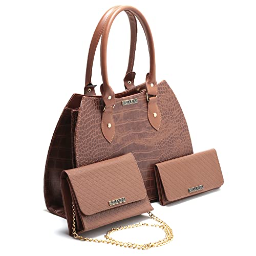 Bolsa Feminina Pasta Grande De Ombro + Bolsa Pequena Festa Clutch Transversal + Carteira Feminina (C