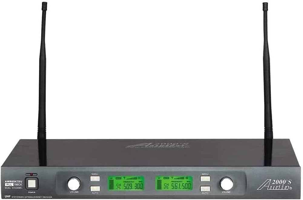 Audio 2000S Audio2000S AWM6547G Professional DualChannel UHF Diversity Guitar Wireless System with Adjustable Frequencies