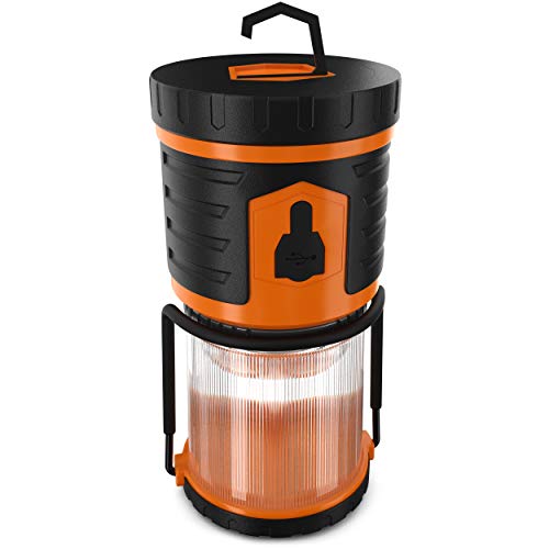 Blazin' USB Rechargeable Lantern Battery Power Bank | 12,000 mAh Phone Tablet Charger | 350 Hour Light | 1000 Lumen | 6 Modes | Emergency, Hurricane, Power Outage (Orange)