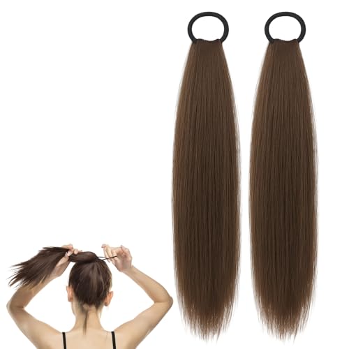 Echthaar Zopf, Pferdeschwanz Haarteil Echthaar, 2 Natürliche Haarverlängerungen, 45 cm Länge, Leichtes Und Bequemes Design, Ideal Für Täglichen Stylingbedarf