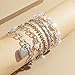 fxmimior Fashion Dainty Boho Chain Love Rhinestones Bracelets Set for Women Adjustable Beaded Chunky Flat Cable Chain Punk Bracelets for Women Gift Set of 5 (Silver)