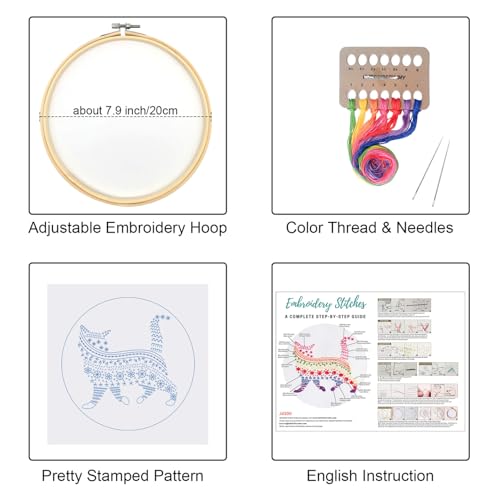 Image of Louise Maelys Cute Cat Embroidery Kit for Beginners Creative Set | Complete Set with Cross Stitch Kits for Adults to Explore DIY Crafts. Needlepoint Kit for Handmade Gifts and Creative Hobbies