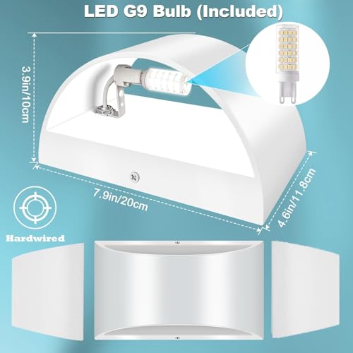 Image of 2 Pack Modern LED Wall Sconces Hardwired Indoor Wall Lights Up and Down Wall Mount Light for Living Room Bedroom Corridor Hallway Conservatory Cool White 6000K(with G9 Bulbs)