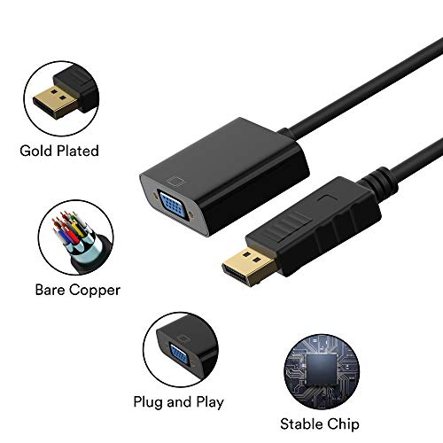Cableader Adapter, DisplayPort (DP) to VGA Male to Female Converter (Black) by Cableader - Image 3