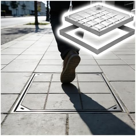 Invisible Square Recessed Manhole Cover for Pavers, 38x38 Inch Heavy-Duty Metal Inspection Lid, Durable Embedded Outdoor/Indoor Septic Tank Access Cover