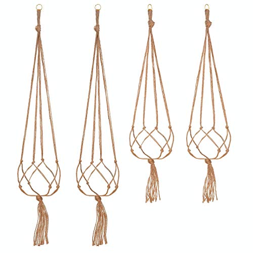 Milai 4Pcs Colgante de Plantas Macrame, Colgador para Plantas Soporte de Macetas de...