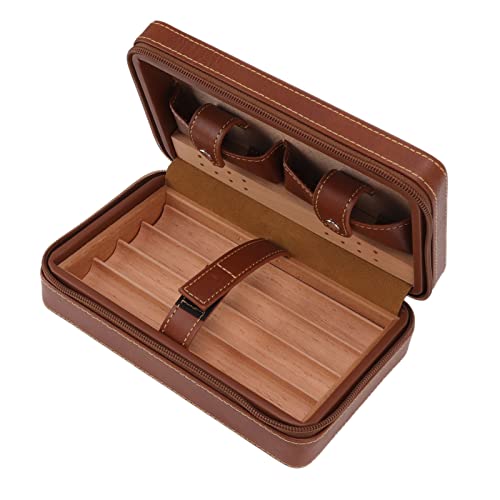 HEITIGN Custodia Humidor per Sigari Custodia Humidor per Sigari Marrone Fodera Portatile in Legno di Cedro Umidificatore Scatola per Sigari da Viaggio con Custodia per Viaggio
