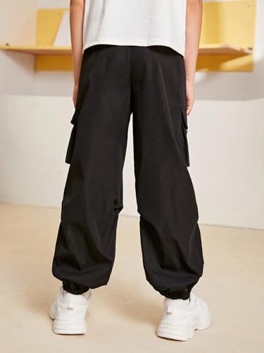 OYOANGLE Boy's Flap Pocket Cargo Pants Elastic Waist Sports Athletic Jogger Trousers2