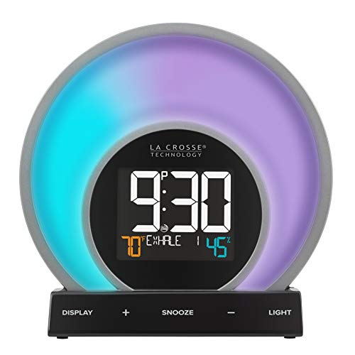 La Crosse Technology C80994 Soluna Mood Light Alarm Clock With Temperature & Humidity, Black #TOP2