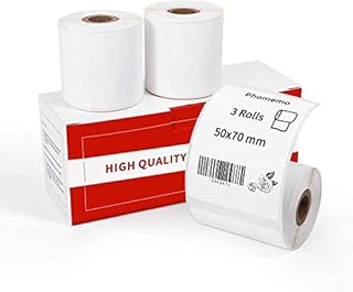 Phomemo m110 Labels for M110/M200 Label Maker,(50x70mm)1.96 x 2.75 Multi-Purpose Square Self-Adhesive Phomemo Paper-Thermal Stickers Paper for Barcode Name Address Logo,100 Labels/Roll,3Roll