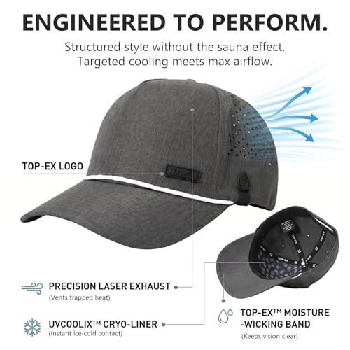 Image of TOP-EX Performance Baseball Hat for Men Water Resistant Golf Cap Running Cooling Snapback Laser Perforated