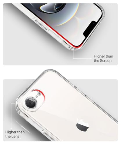 Image of WOW IMAGINE Transparent Back Cover Case for iPhone 16e | iPhone 17e | Raised Bumps for Full Device & Camera Protection Shockproof TPU Silicone Back Case Mobile Cover - Transparent